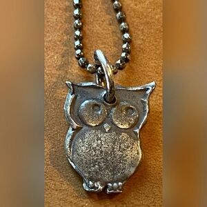 Sterling Silver 925 Chain Owl Pendant Necklace  Italy 18" Animal Charm